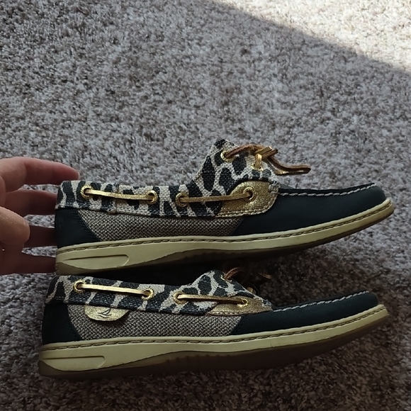 Sperry Black and Leopard Moccasins - Picture 6 of 7